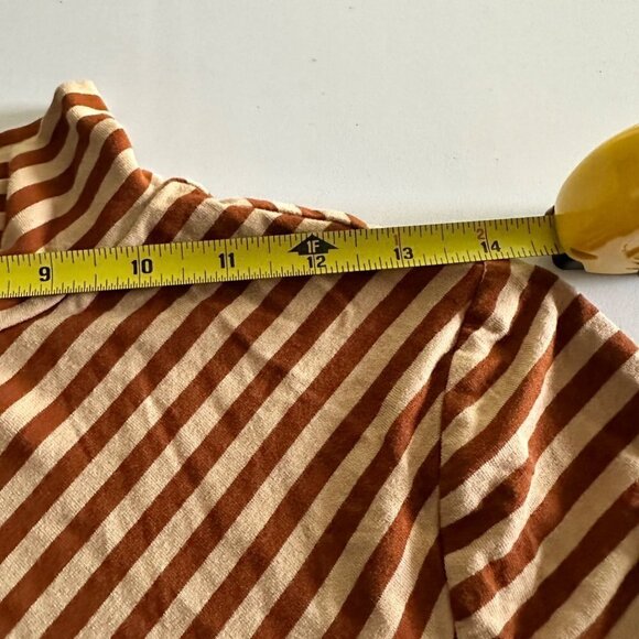 CHICO'S Tunic Shirt Size 0 Small Brown Striped Asymmetric Long Sleeve Stretch - Picture 7 of 11